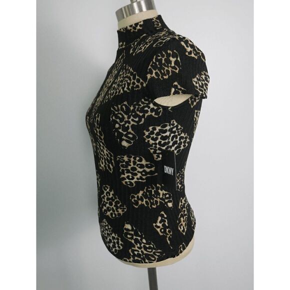 DKNY Womens Short Sleeve Animal Print Pullover Top XS - Picture 4 of 9